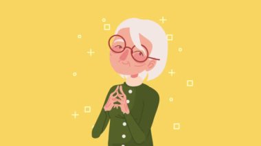 Sevimli büyükanne karakteri animasyonu, 4k video animasyonu