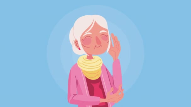 Lindo Personaje Abuela Animación Video Animado — Vídeo de stock