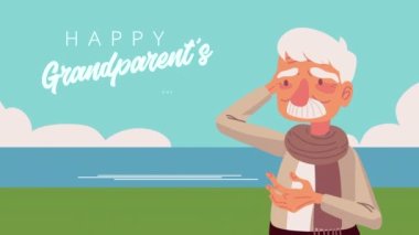 Büyükanne ve büyükbaba günü animasyonu, 4k video animasyonu