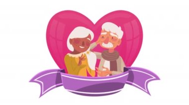 Sevimli büyükanne ve büyükbaba karakter animasyonu, 4k video animasyonu