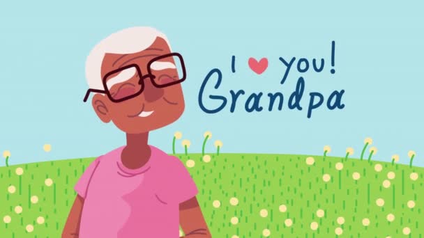 祖父母の日レタリングアニメーション4Kビデオアニメーション — ストック動画