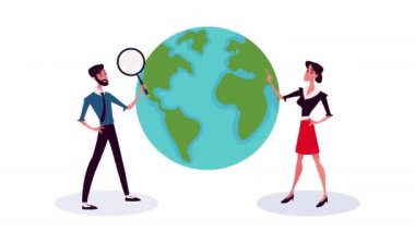 bir çift iş adamı karakteri animasyonu, 4k video animasyonu