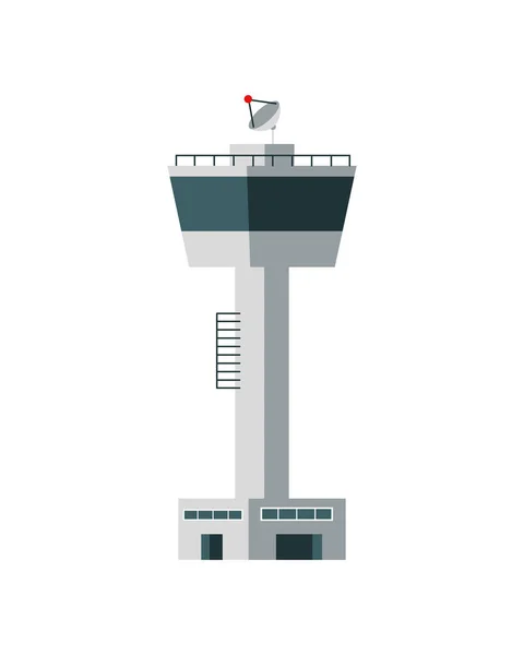 Aeropuerto Torre Control Icono Aislado — Vector de stock