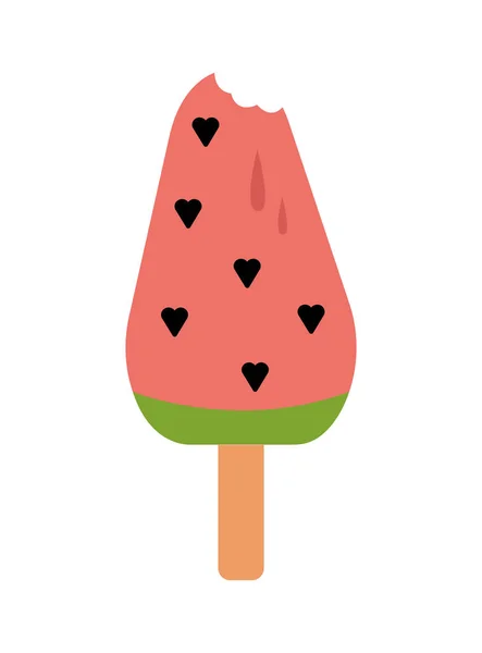 Watermelon Ice Cream Icon Flat — Vettoriale Stock