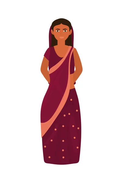 Woman India Portrait Icon Isolated — Image vectorielle