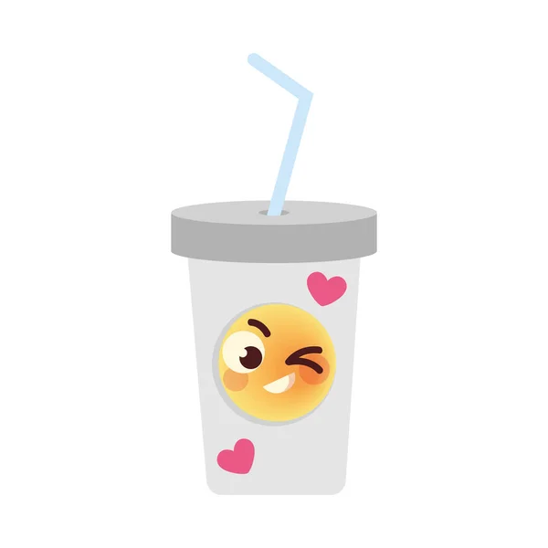 Tasse Jetable Avec Icône Emoji — Image vectorielle