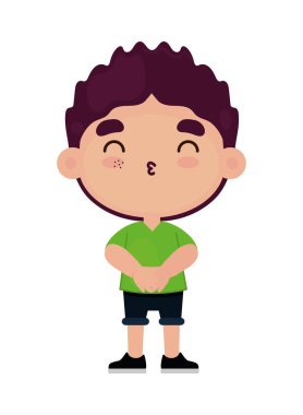 karakter kawaii çocuk simgesi izole edildi