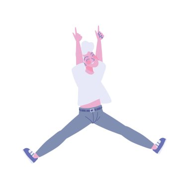 jumping young man icon isolated