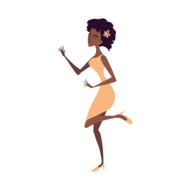 afro woman character, icon isolated