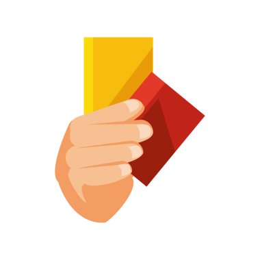 Futbol kartı simgesi izole edilmiş el