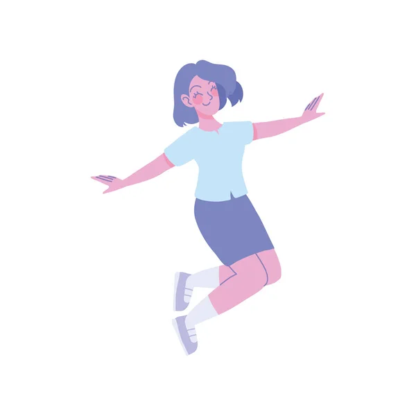 Jumping Young Woman Icon Isolated — Wektor stockowy