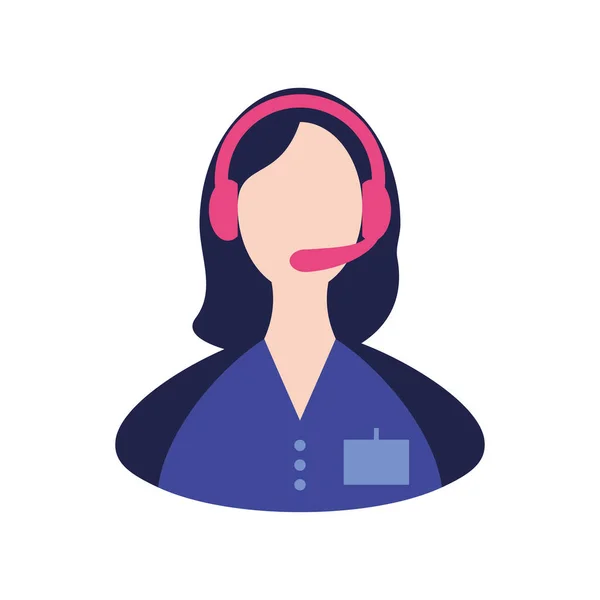 Female Operator Call Center Headset — Stok Vektör