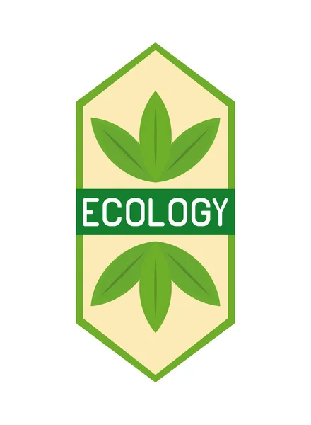 Ecology Label Theme Icon Isolated — Vector de stock