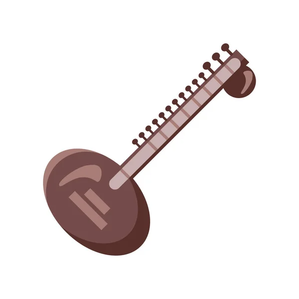 Sitar Music Instrument Icon Isolated — Stok Vektör