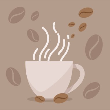 fincan sıcak kahve ve fasulye