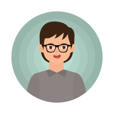 avatar male with glasses icon isolated