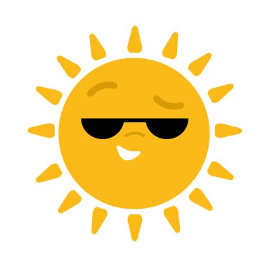 cartoon sun with sunglasses icon flat