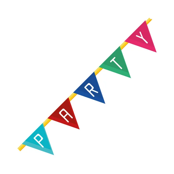 Party Pennants Celebration Icon Isolated — Stockvector
