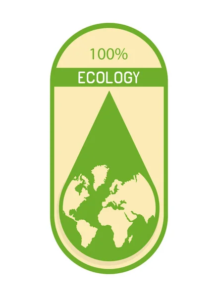 World Ecology Label Icon Isolated — Διανυσματικό Αρχείο