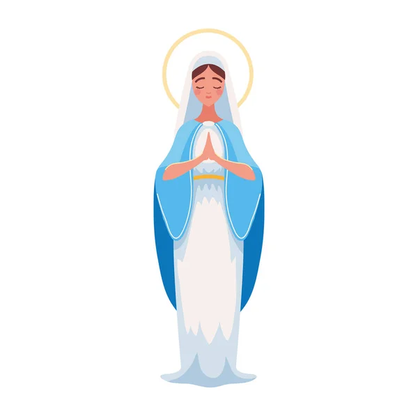 Pregando Vergine Maria Icona Isolata — Vettoriale Stock