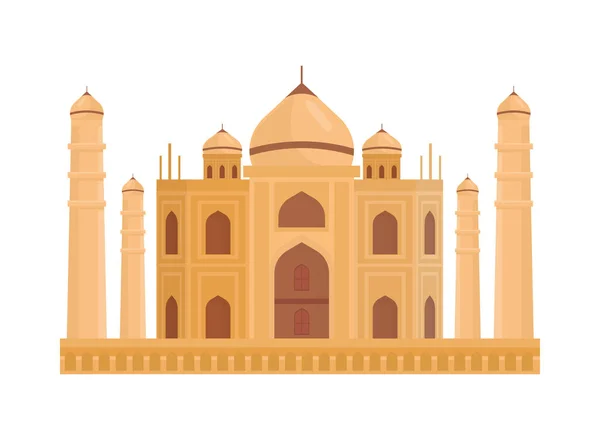 Taj Mahal Mérföldkő Ikon Elszigetelt — Stock Vector