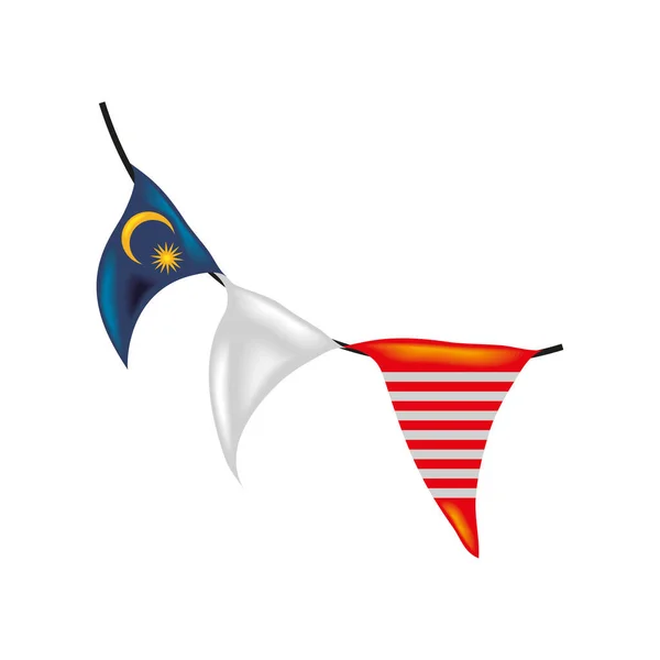 Bunting Malaysia Flags Icon Isolated — Stockvector