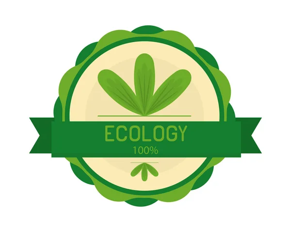 Ícone Forma Redonda Emblema Ecologia — Vetor de Stock