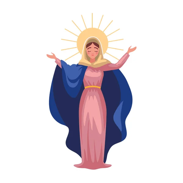 Assumption Virgin Mary Isolated Icon — Stock Vector