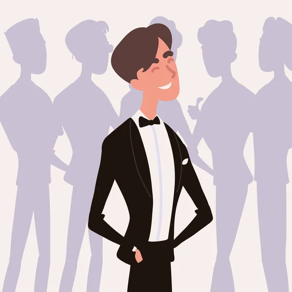 Groom Tuxedo Groomsmen — Stock Vector