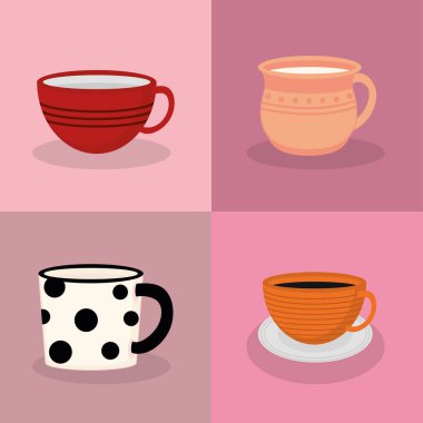 set of porcelain cups style