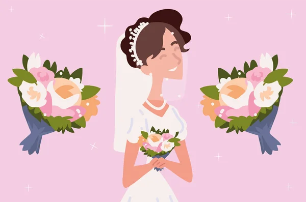 Beautiful Wedding Bride Flowers — Vettoriale Stock