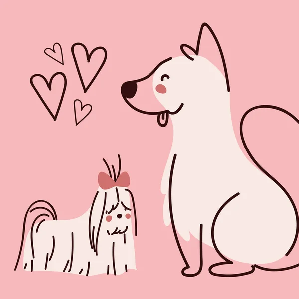 Dogs Couple Pets Love — 图库矢量图片