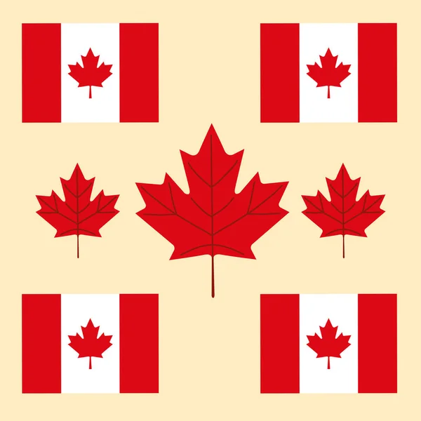 Canada Day Festive Flags Maple Leaf — Vetor de Stock