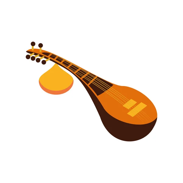 Sitar Indien Instrument Musique Icône — Image vectorielle