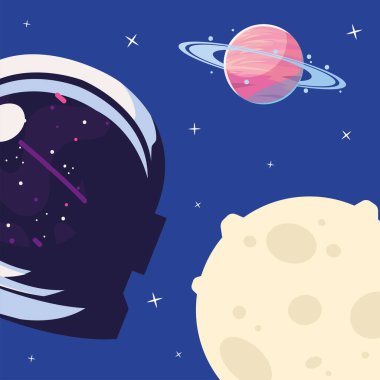 Uzay adamı ve gezegenli ay