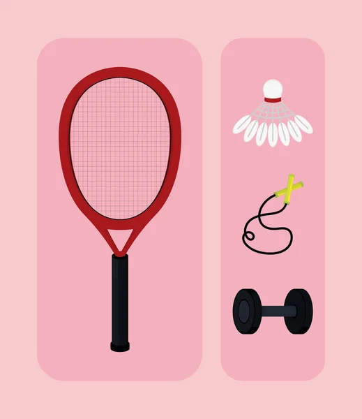 Icons Sports Equipment Include Racket — ストックベクタ