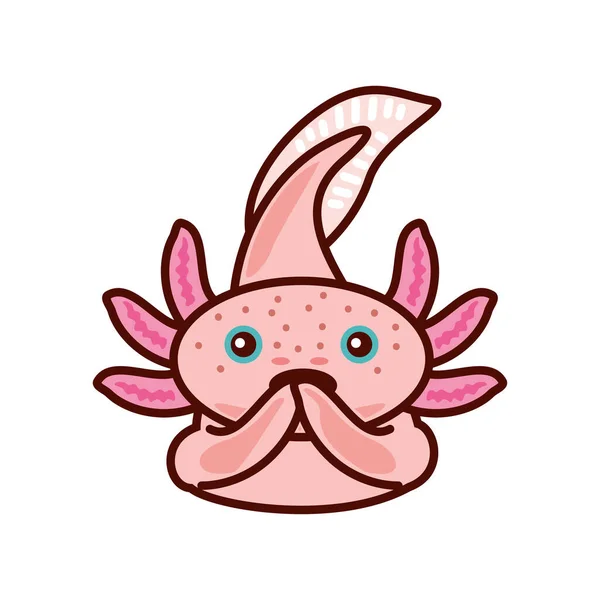 Surprised Cute Axolotl Icon Isolated — Vector de stock