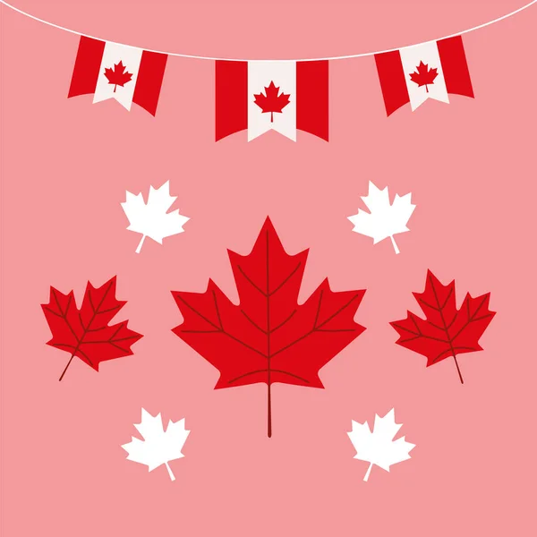 Canada Day Party Bunting Leaf — Stok Vektör