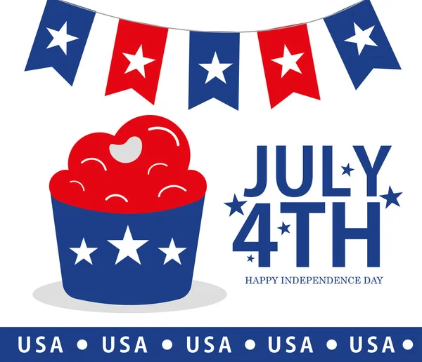 Usa Independence Day Festive Card — Vetor de Stock
