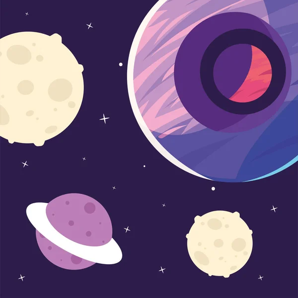 Space Moon Planet Galaxy Cosmos — Stock Vector