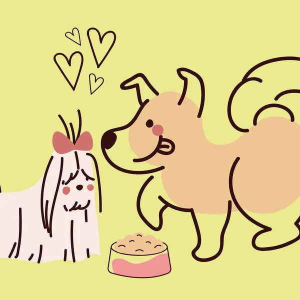 Adorable Pets Dogs Food — Stockvektor
