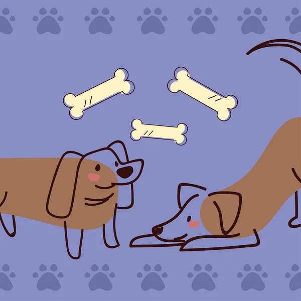 Funny Pet Animals Bones — Vetor de Stock