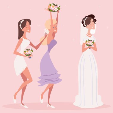 bridesmaid catch the bouquet, image