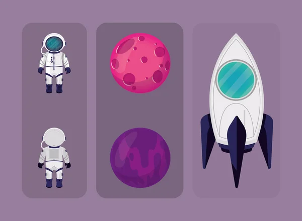 Icons Set Space Explore Concept — Stock Vector