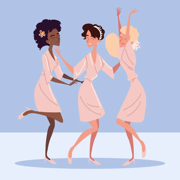 Celebrating Bridesmaids Women Character Design — Διανυσματικό Αρχείο