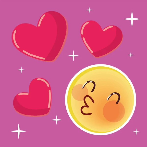 Kissing Emoji Love Hearts — Wektor stockowy