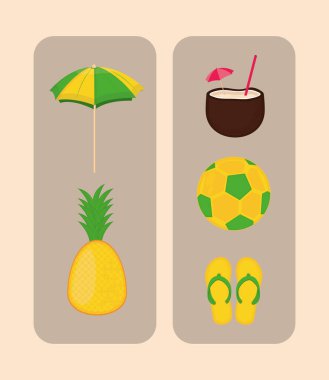 simgeler Brezilya düz dizaynını ayarlar