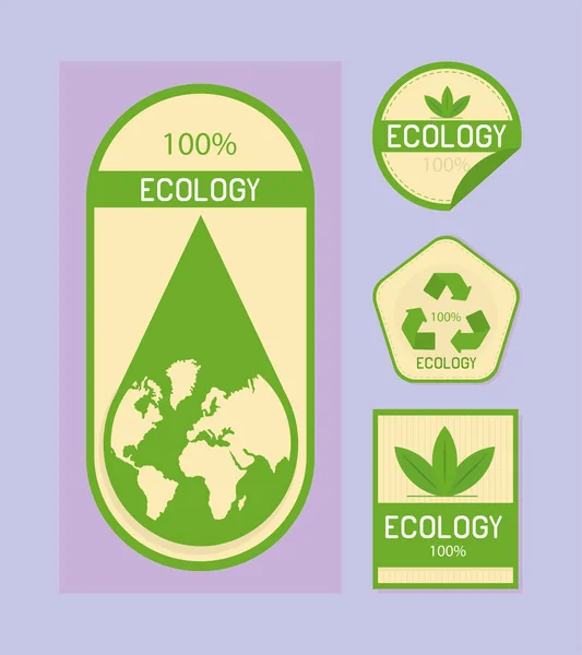 Ecology Product Label Icon Set — Stockvektor