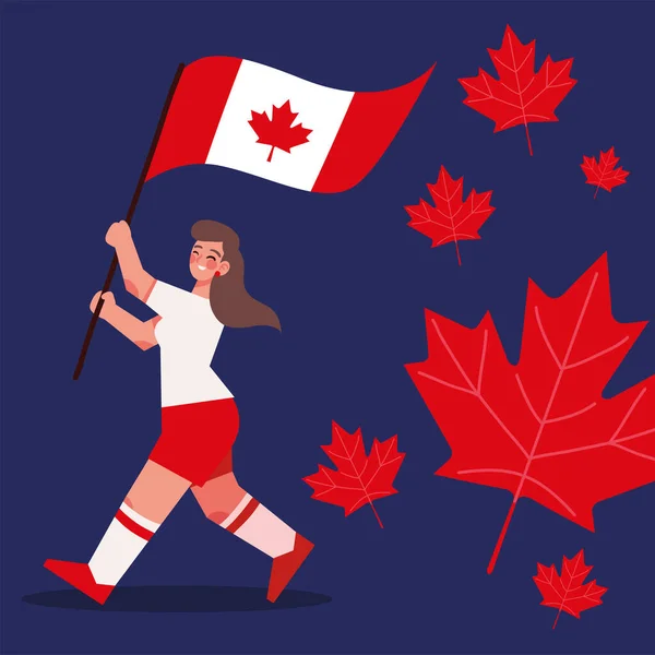 庆祝加拿大日的女人设计 — 图库矢量图片