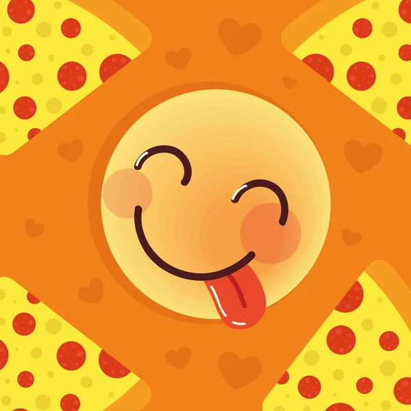 Emoji Tongue Out Pizza Cartoon — Stock vektor